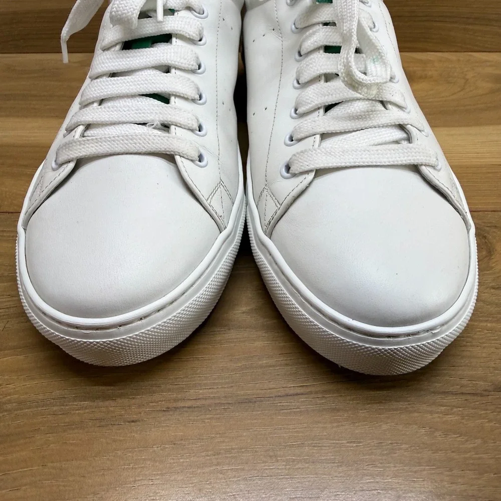 Roberto Cavalli White Green Leather Mens‎ 10 EU 43 Low Top Sneakers Italy